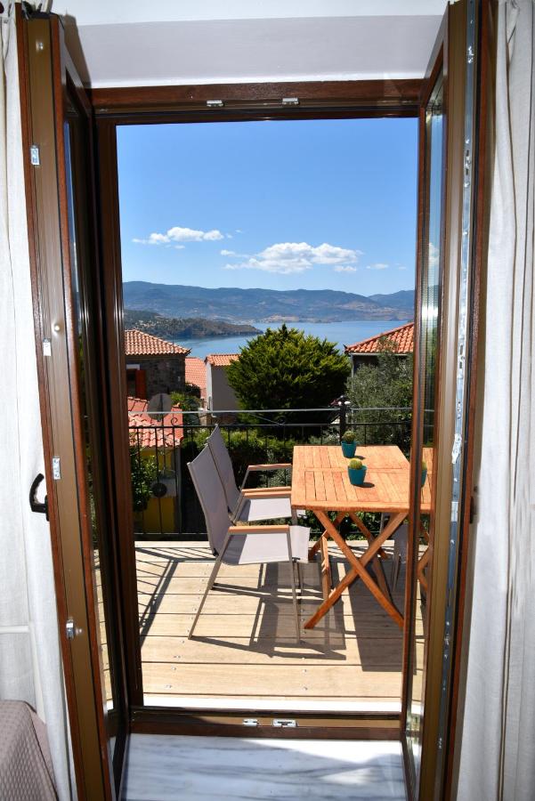 Sea view through the balcony doors